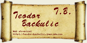 Teodor Bačkulić vizit kartica